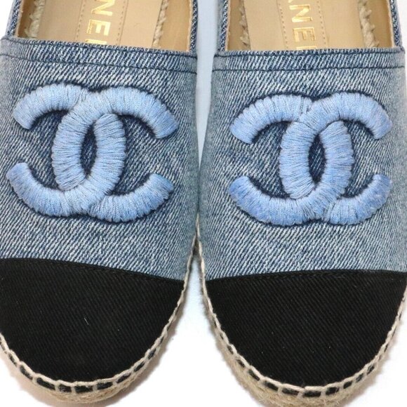 Chanel Denim Cap Toe CC Espadrilles EU 35 US 5 - Blue/Black - Picture 8 of 15